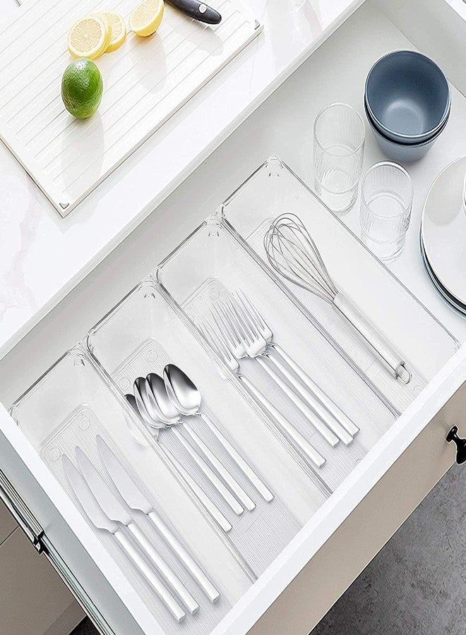 Xpandio Clear Plastic Drawer Organizers Set, Versatile Bathroom and Vanity Drawer Organizer Trays, Storage Bins for Makeup, Bedroom, Kitchen Gadgets Utensils and Office (4 PC LONG LARGE) - Image 3